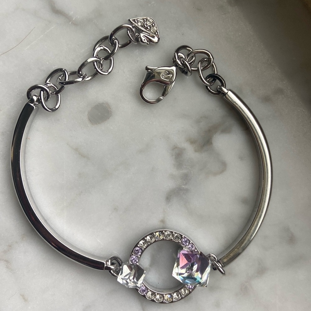 *NEW 925 Sterling Silver Diamond Circle Bracelet A